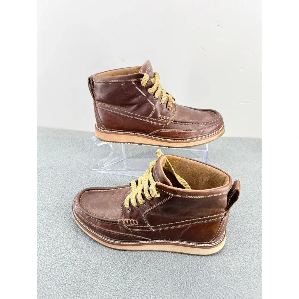 Ariat Men's 9.5D Brown Leather Chukka Moc Toe Lace Up Boots Work Style 10025144